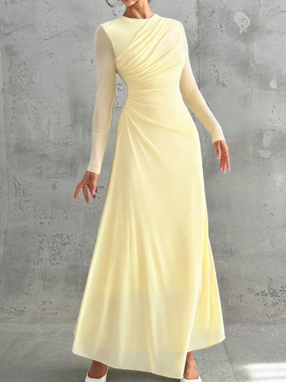 Light Yellow Elegant Women's Maxi Dress - Picture 1 of 7